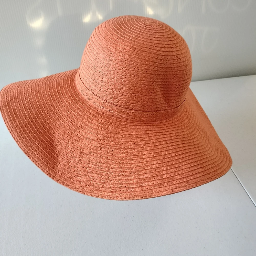 Shade & Shore light orange straw floppy Hat beach vacation resortwear travel